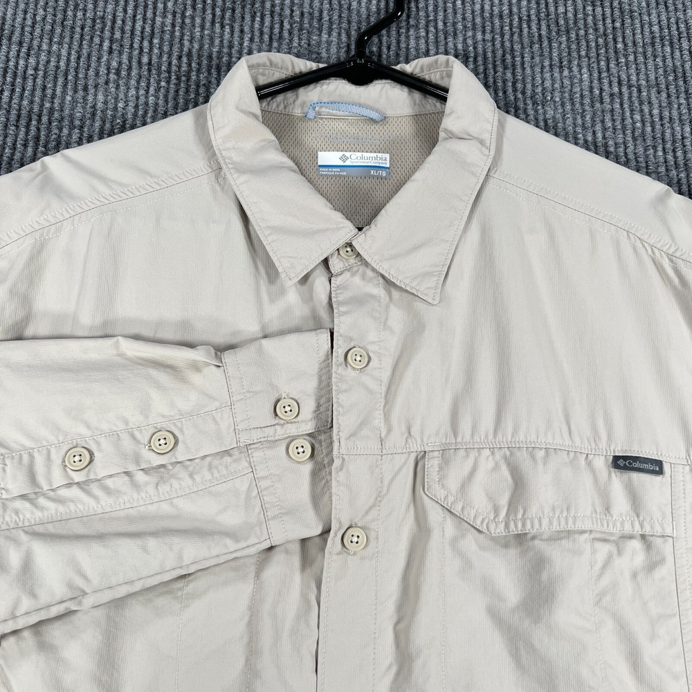 Columbia Shirt Mens XL Extra‎ Large Beige Long Sleeve Button Up Outdoor Casual